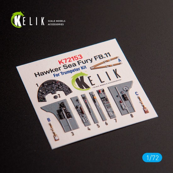 1/72 Hawker Sea Fury FB.11 Interior 3D Decals for Trumpeter kit