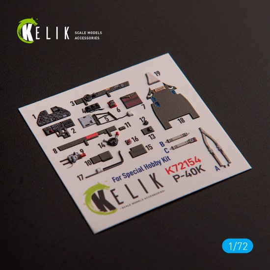 1/72 P-40K Warhawk Interior 3D Decals for Special Hobby kit