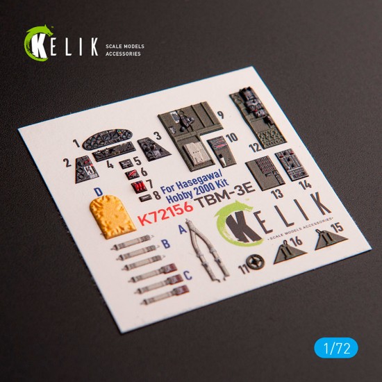 1/72 TBM-3E Avenger Interior 3D Decals for Hobby 2000/Hasegawa kit