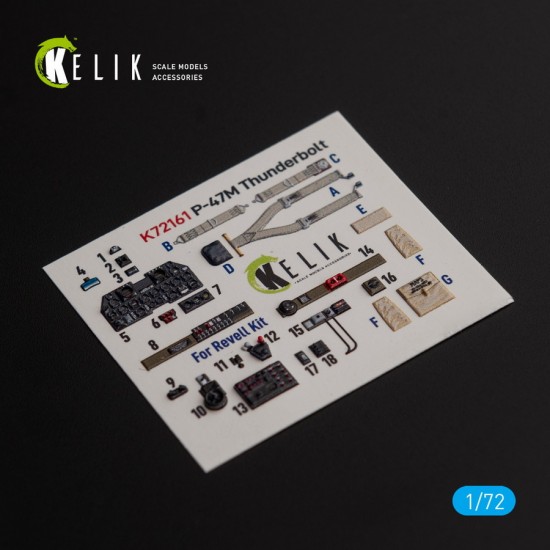 1/72 P-47M Thunderbolt- Interior parts (3D decals) for Revell kit 