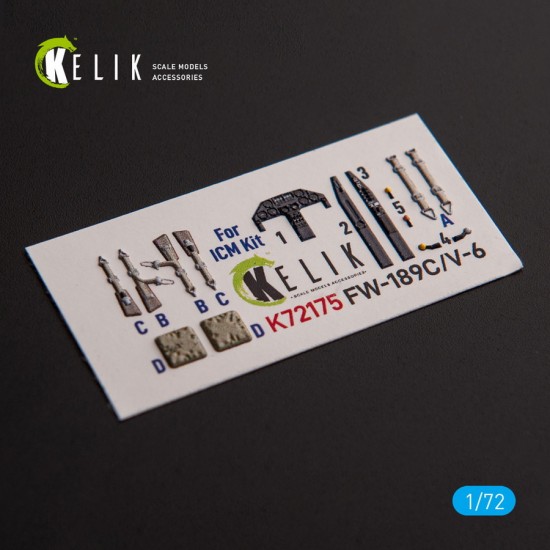 1/72 FW-189C/V-6 Interior parts (3D decals) for ICM kit 