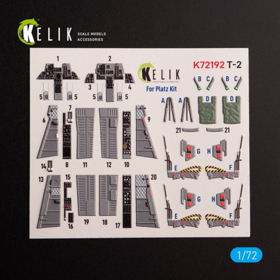 1/72 T-2 Advanced Trainer Interior 3D Decals for Platz kit