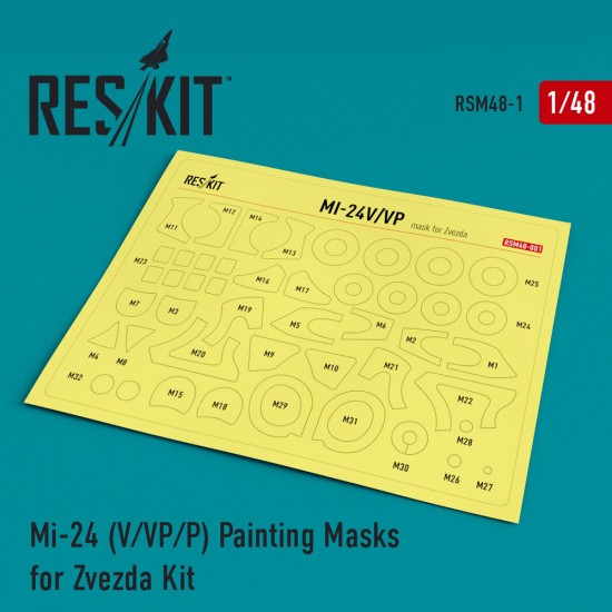 1/48 Mil Mi-24 (V/VP/P) Painting Masks for Zvezda Kits