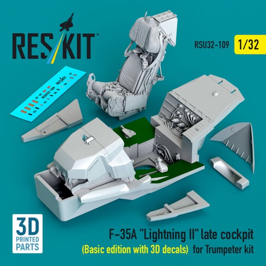 1/32 F-35A Lightning II late Cockpit (Basic edition w/3D decals) for Trumpeter kit