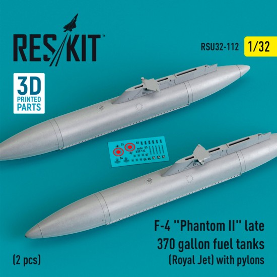 1/32 F-4 "Phantom II" late 370 gallon Fuel Tanks (Royal Jet) with Pylons (2 pcs)