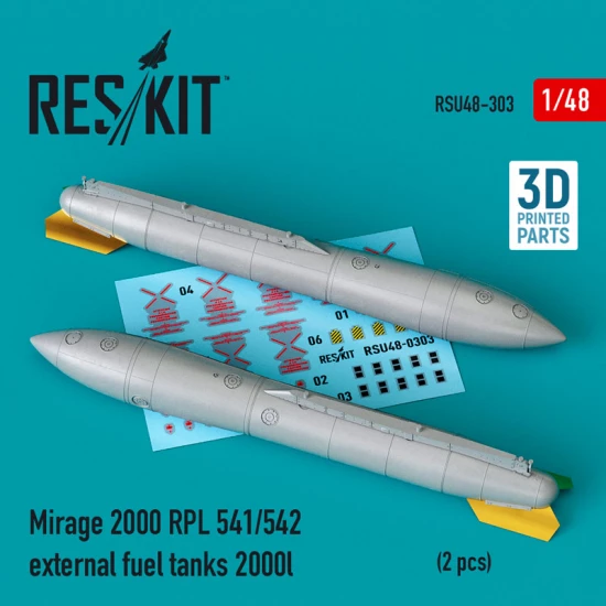 1/48 Mirage 2000 RPL 541/542 External Fuel Tanks 2000lt (2pcs, 3D Printing)