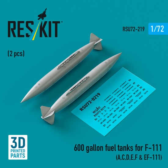 1/72 600 gallon Fuel Tanks for F-111 (A,C,D,E,F & EF-111, 2pcs)