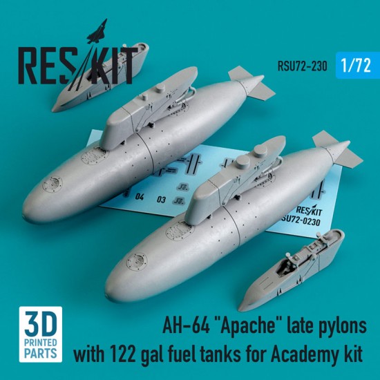 1/72 AH-64 Apache Late Pylons with 122 gal Fuel Tanks for Academy kit