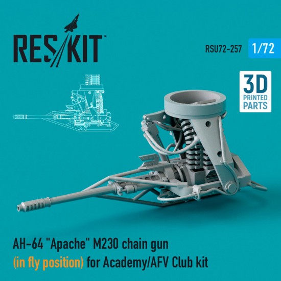 1/72 AH-64 Apache M230 Chain Gun in Fly Position for Academy / AFV Club kit
