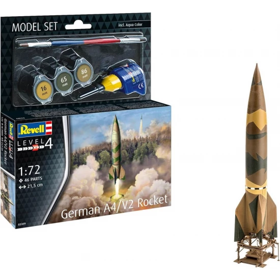 1/72 German A4/V2 Rocket Model Set (kit, glue, brush, paints)