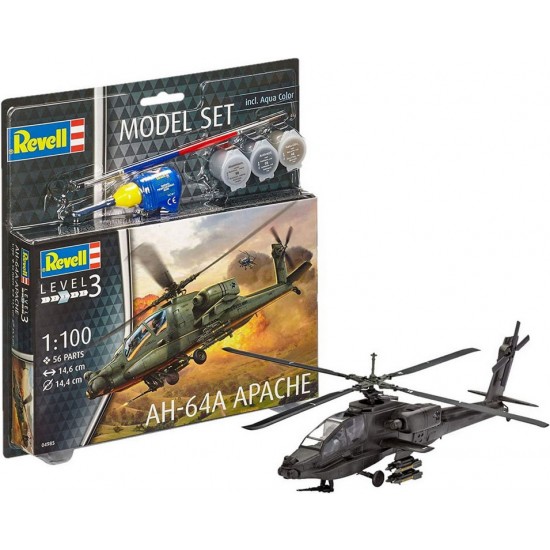 1/100 AH-64A Apache Gift Model Set (kit, paints, cement & brush)