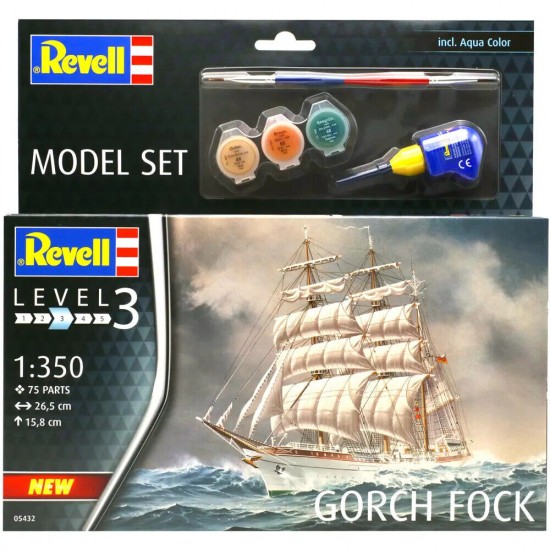 1/350 Gorch Fock Model Set (kit, paints, adhesive & brush)