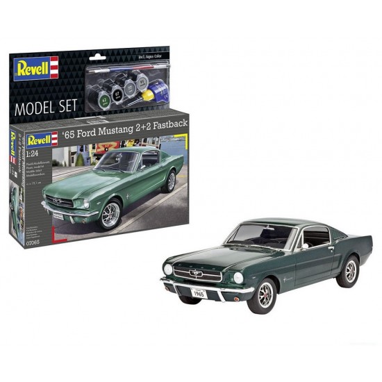 1/24 1965 Ford Mustang 2+2 Fastback Model Set (kit, glue, brush, paints)