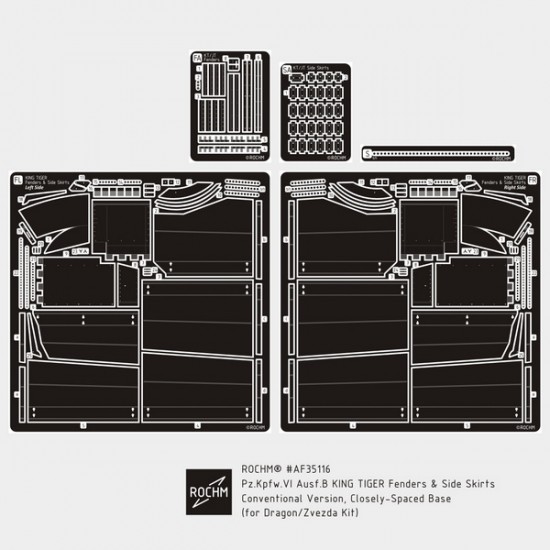 1/35 PzKpfw VI Ausf.B King Tiger Fenders & Side Skirt Conventional Ver. for Dragon/Zvezda