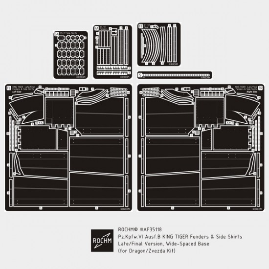 1/35 PzKpfw VI Ausf.B King Tiger Fenders & Side Skirts Late/Final for Dragon/Zvezda kits