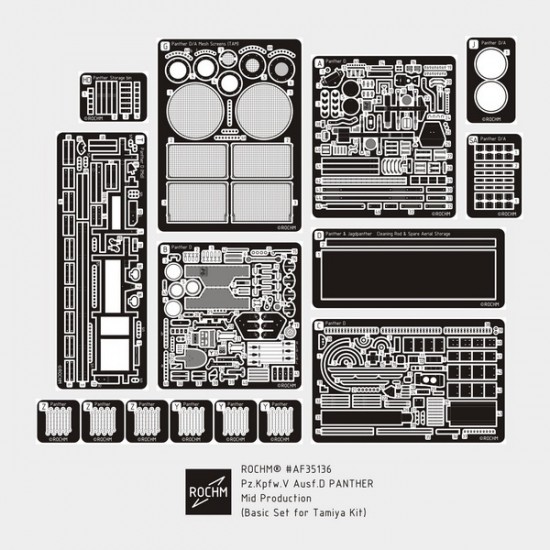 1/35 PzKpfw V Panther Ausf.D Mid Production Basic Detail Set for Tamiya kits