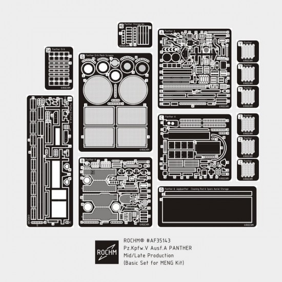 1/35 PzKpfw V Panther Ausf.A Mid/Late Basic Detail Set for Meng Model