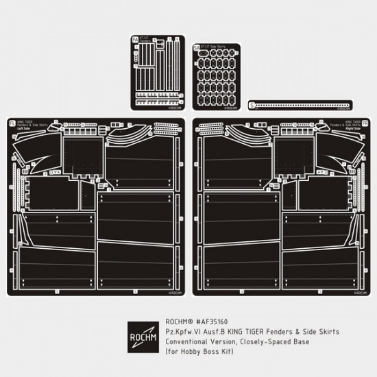 1/35 PzKpfw VI Ausf.B King Tiger Fenders & Side Skirts Conventional Detail for HobbyBoss