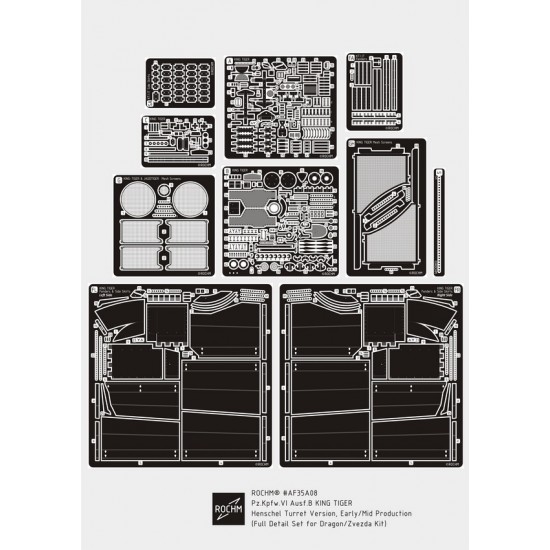 1/35 PzKpfw VI Ausf.B King Tiger Henschel Ver. Early/Mid Detail Set for Dragon/Zvezda