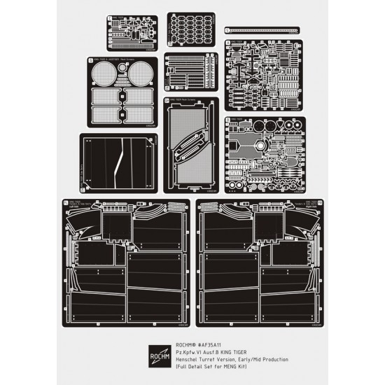 1/35 PzKpfw VI Ausf.B King Tiger Henschel Turret Ver. Early/Mid Super Detail Set for Meng