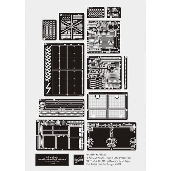 1/35 PzKpfw VI Ausf.E Tiger I "007" sSSAbt.101 Detail Set for Dragon 6800 Special Edition