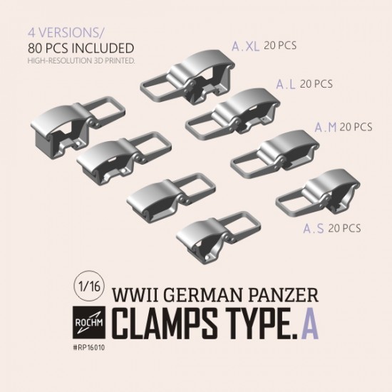 1/16 WWII German Panzer Clamps Type.A (4 Versions, 80pcs)