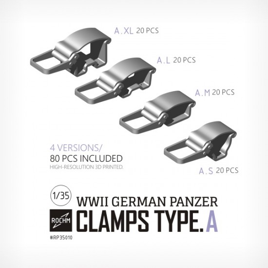 1/35 WWII German Panzer Clamps Type.A (4 Versions, 80pcs)