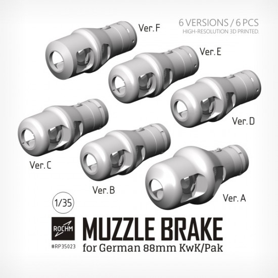 1/35 Muzzle Brake for German 88mm KwK/Pak (6 Versions)