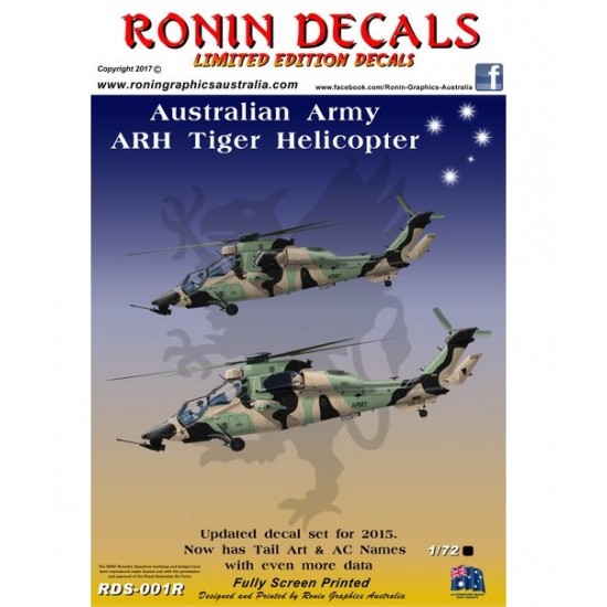 1/72 AAAC ARH Tiger Helicopter Decals for Revell kits
