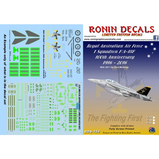 1/32 RAAF 1 Squadron F/A-18F 1916-2016 Super Hornet w/Op Okra Decals for Trumpeter 
