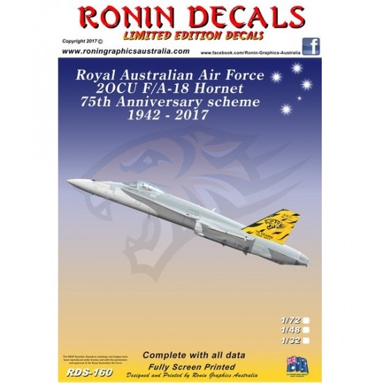 Decals for 1/72 RAAF 2 OCU 75th Anniversary F/A-18 Hornet