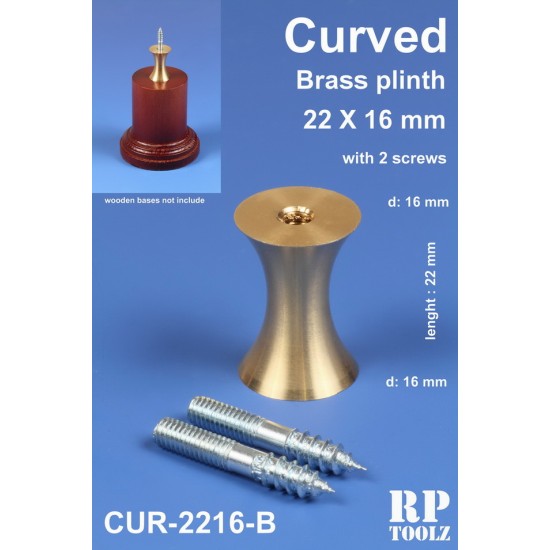 Curved Brass Plinth/Pedestal Stand (high: 22 mm, bottom dia.: 16 mm, upper dia.: 16mm)