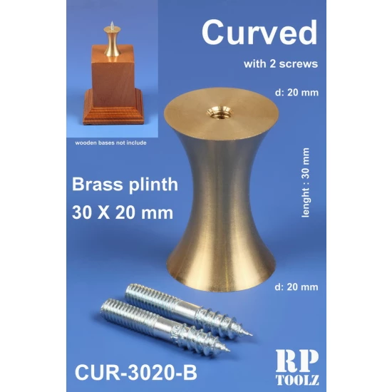 Curved Brass Plinth/Pedestal Stand (high: 30mm, bottom dia.: 20mm, upper dia.: 20mm)