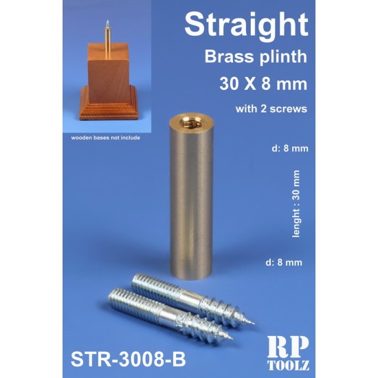 Straight Brass Plinth/Pedestal Stand (high: 30mm, bottom dia.: 8mm, upper dia.: 8mm)