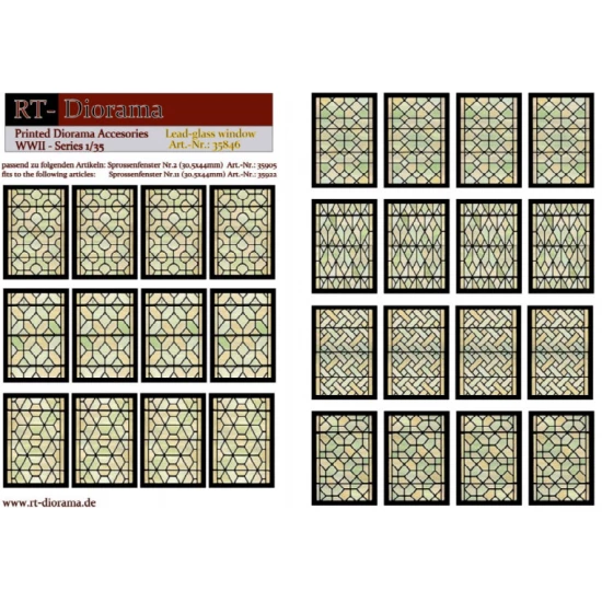 1/35 Printed Accessories: Lead-Glass Windows (green)