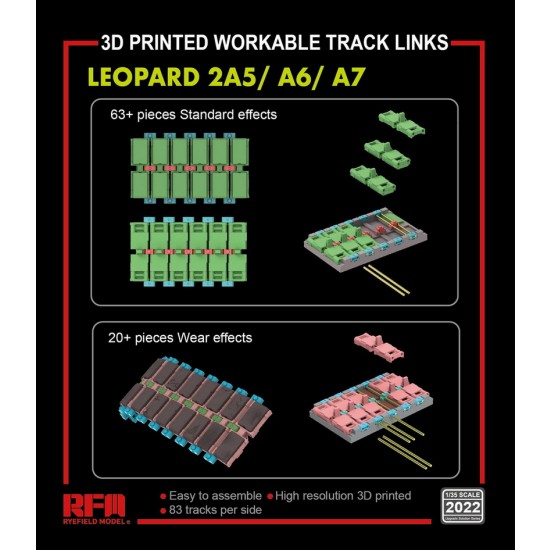 1/35 Workable Track Links for LEOPARD 2A5/A6/A7 (3D printed )