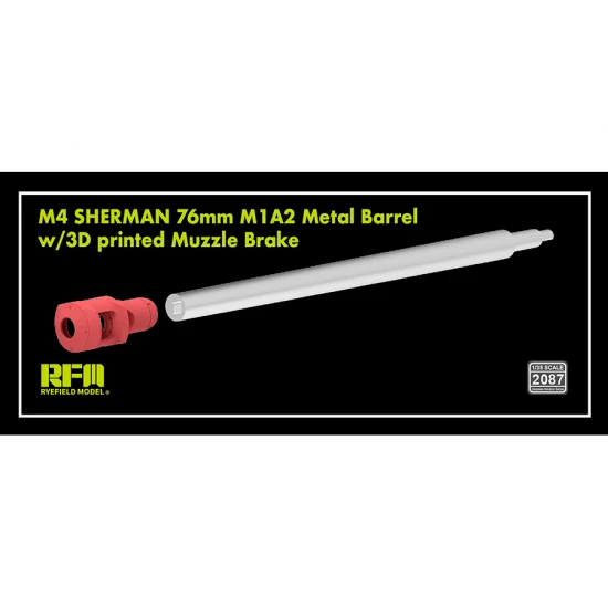 1/35 M4 Sherman 76mm M1A2 Metal Barrel with 3D Printed Muzzle Brake