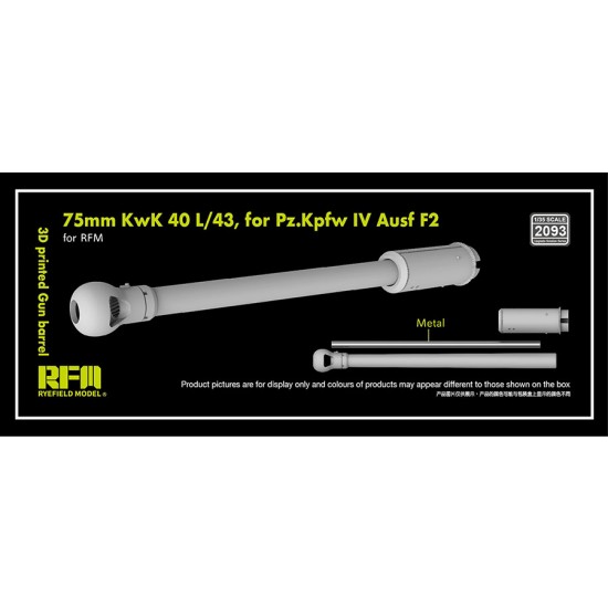 1/35 PzKpfw IV Ausf F2 Gun Barrel 75mm KwK 40 L/43 for RFM/Border/Takom kit