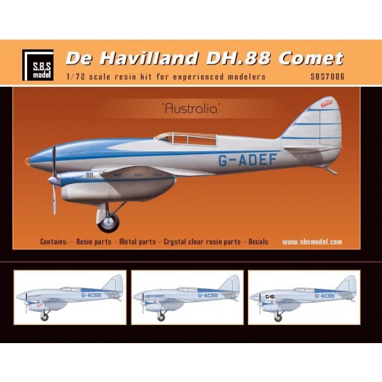 1/72 De Havilland DH.88 Comet "Australia" (Full Resin kit w/Photoetch & Decals)