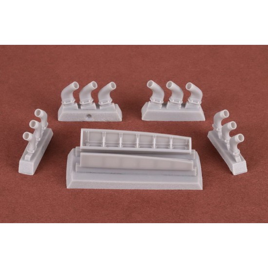 1/24 Spitfire/Seafire Exhaust Round Stacks w/Shroud for Airfix kits