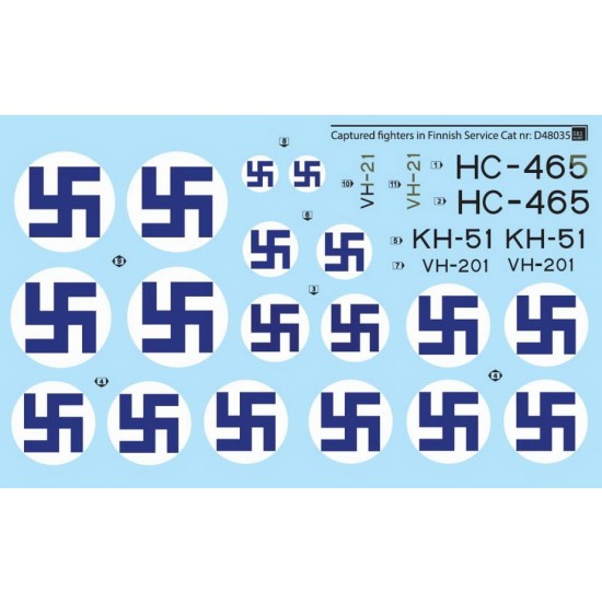 Decals for 1/48 WWII Captured Fighters in Finnish Service