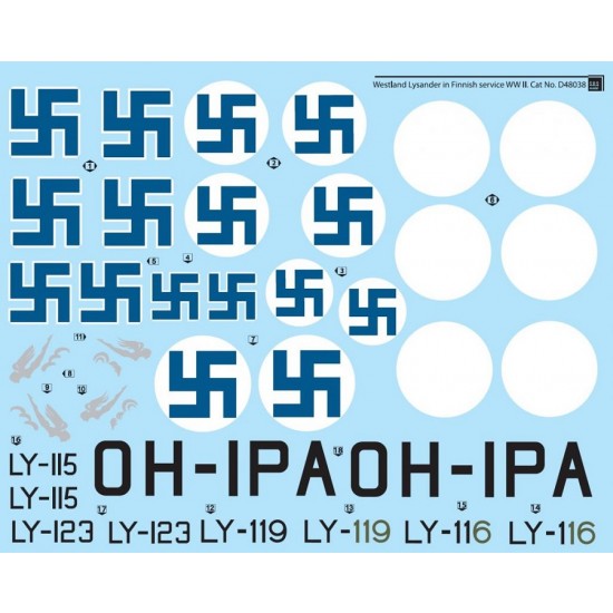 Decals for 1/48 WWII Westland Lysander in Finnish Service