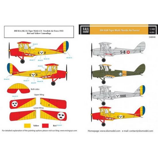 Decals for 1/48 De Havilland DH-82A Tiger Moth "Nordic Air Forces"