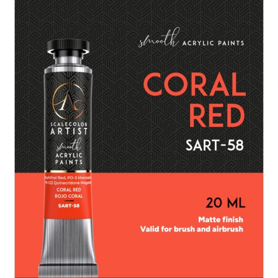 Coral Red (20ml Tube) - Artist Range Smooth Acrylic Paint
