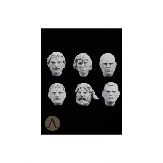 75mm Scale Heads set (6pcs, White metal casting)