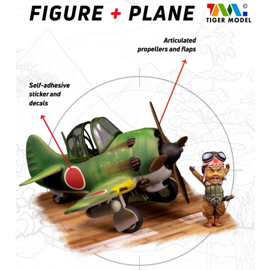 Tiger Model Q Plane Japanese KI-84 Hayate & Scale75 Pilot Kenji Kimura