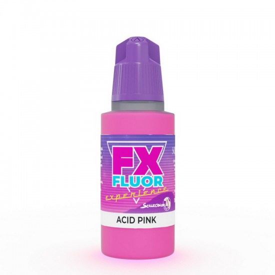 Acrylic Fluorescent Paint - Acid Pink (17ml, Matt Finish)