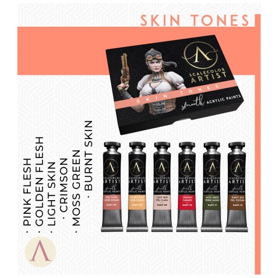 Skin Tones (6 x 20ml Tube) - Artist Range Smooth Acrylic Paint Set