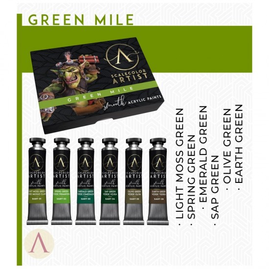Green Mile (6 x 20ml Tube) - Artist Range Smooth Acrylic Paint Set