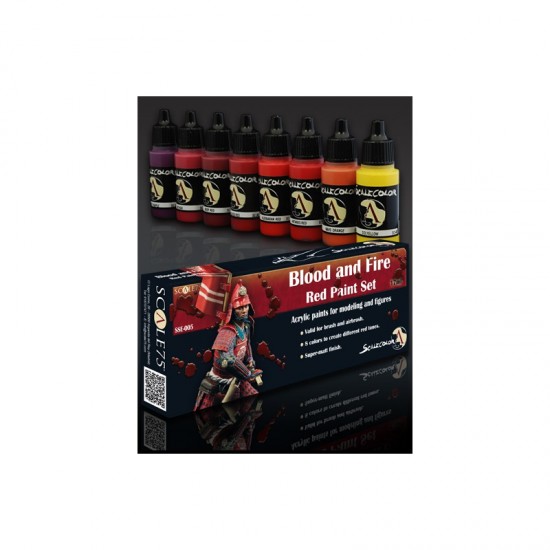 Acrylic Paints Set - Blood and Fire Red (8 x 17ml)